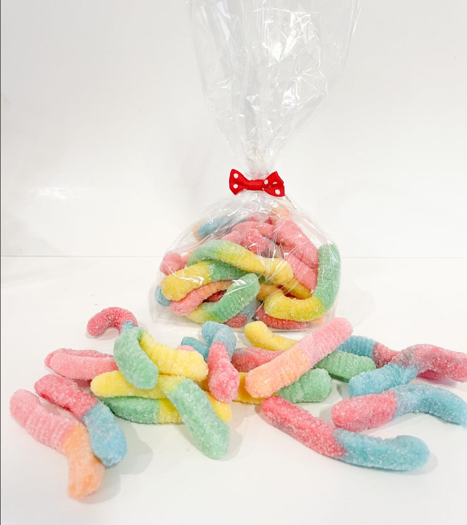Sour Gummy Worms in Bag with Tiny Bow