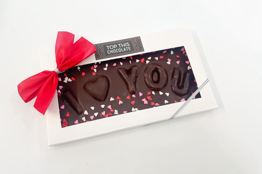 I Heart You Dark Chocolate Bar  with Bow