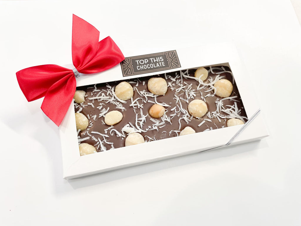 Macadamia Coconut Chocolate Bar with Bow
