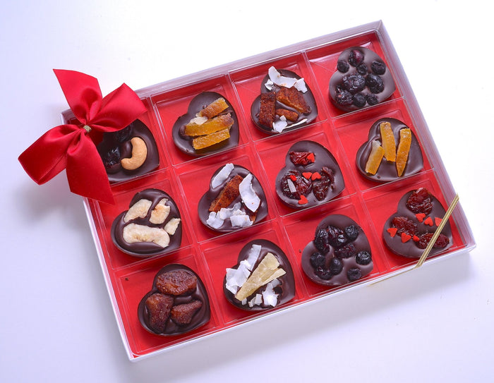Chocolate Hearts with Assorted Dried Fruit