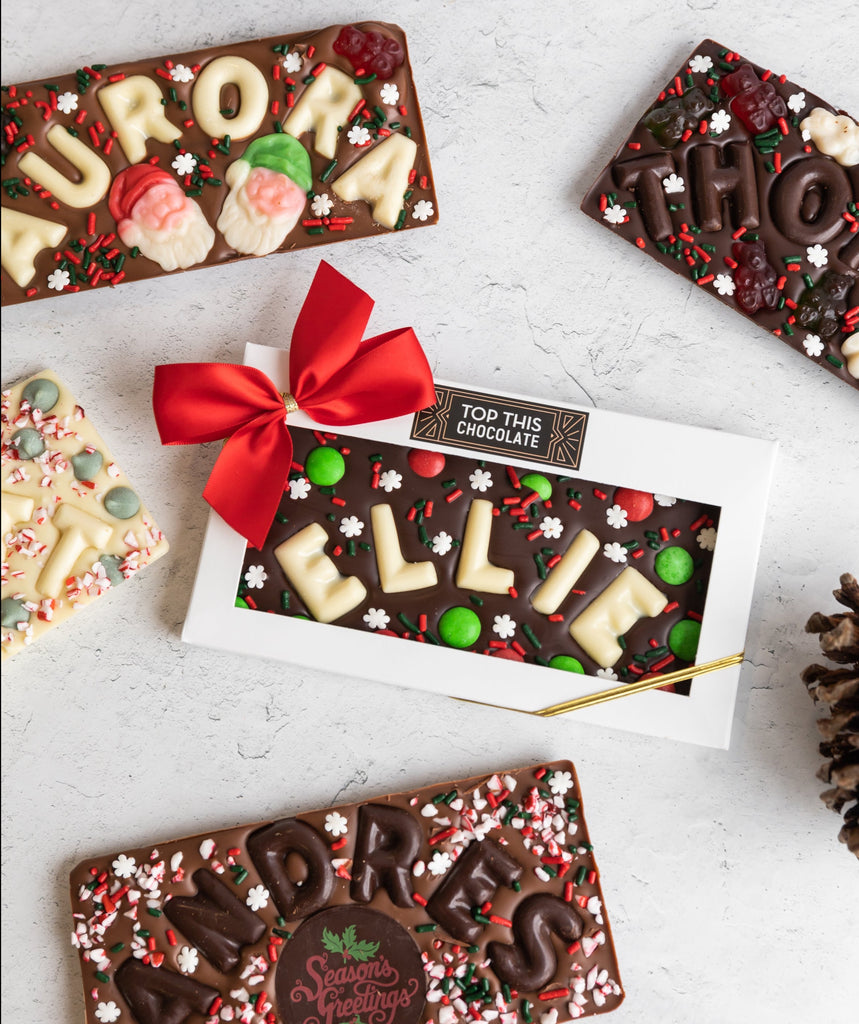 Chocolate Bars with Names in Chocolate Letters