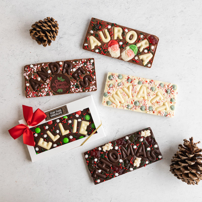 Christmas Themed Chocolate Bars with Names