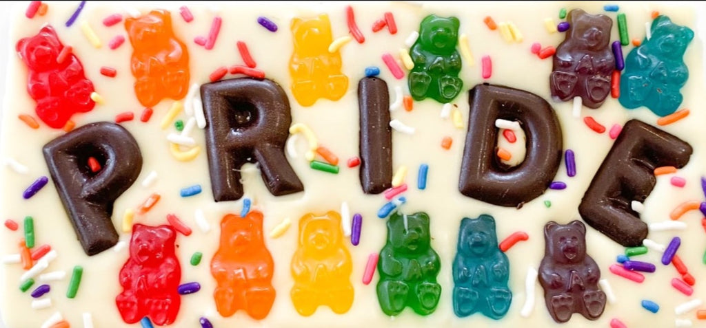 PRIDE Chocolate Bar with Rainbow Gummies