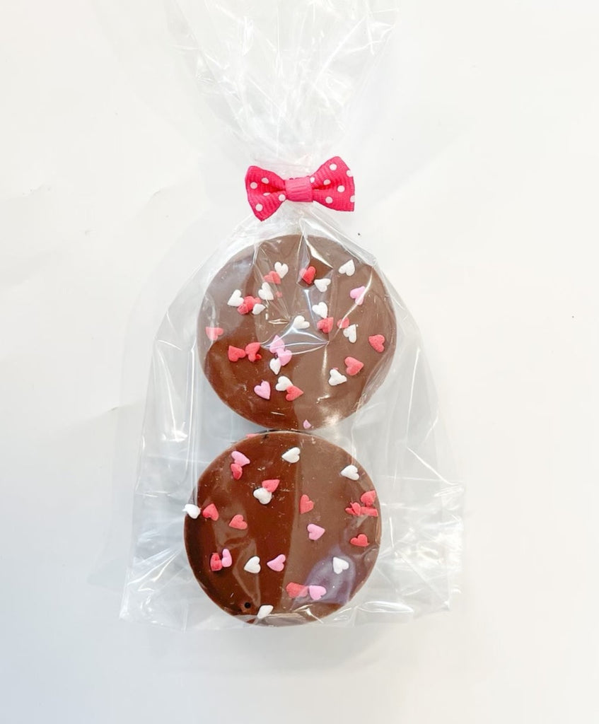 Chocolate Covered Oreos with Heart Sprinkles