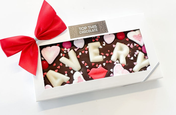 Valentine's Chocolate Bar with Name "Avery"