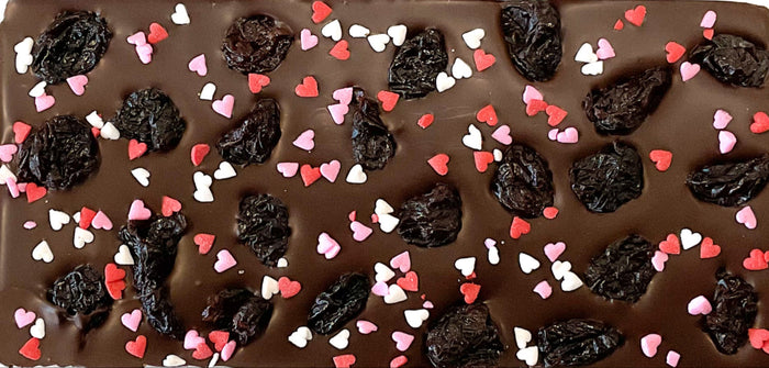 Dried Cherries & Heart Sprinkles Chocolate Bar