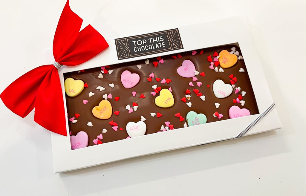 Conversation Hearts Chocolate Bar with Bow