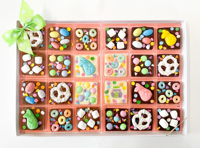Happy Easter Chocolate Squares- 24 with Bow