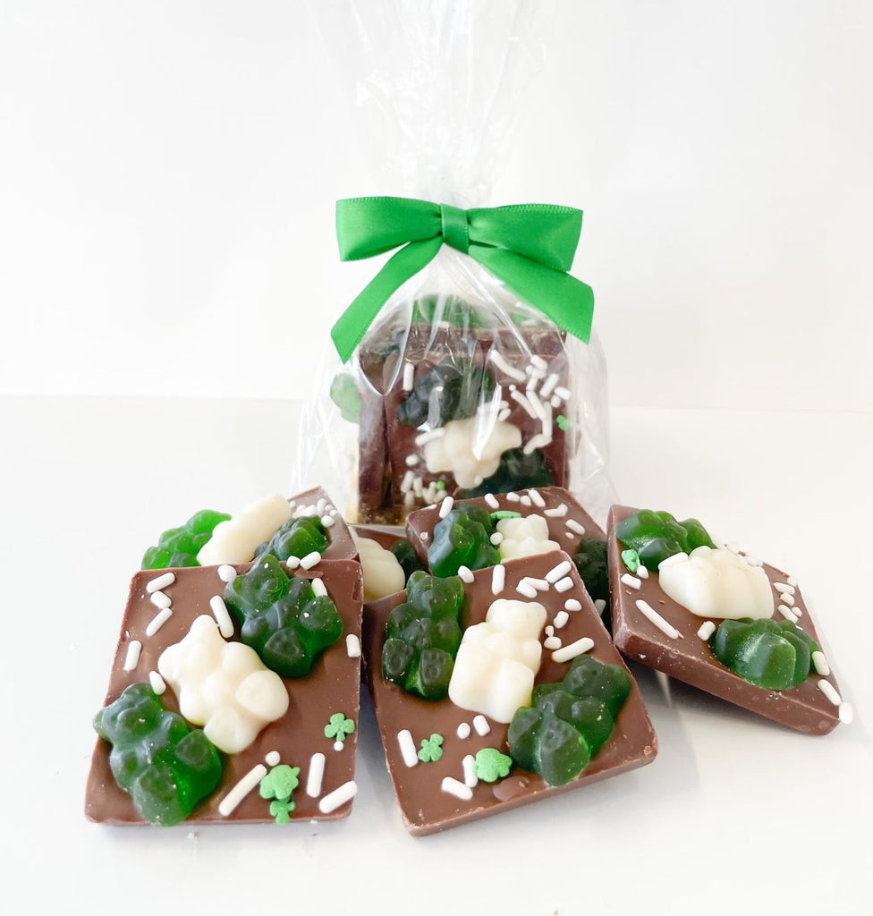 St Patrick's Green Gummy Bear Chocolate Squares