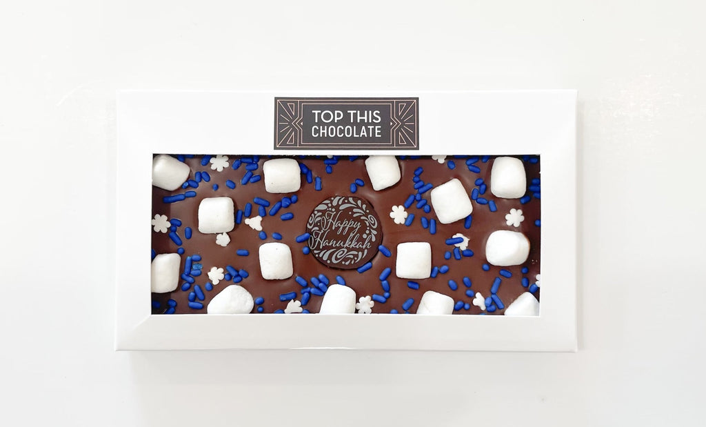 Happy Hanukkah Chocolate Bar with Marshmallows in Box