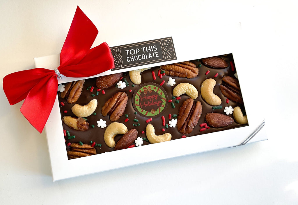 Christmas Chocolate Bar with Nuts and Bow
