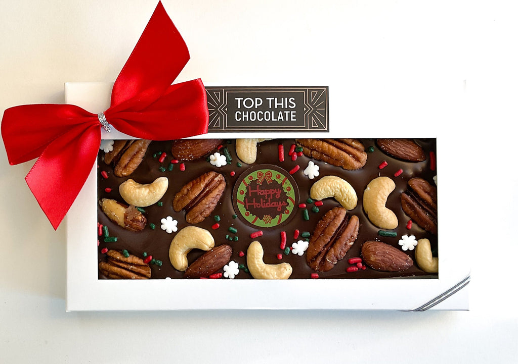 Christmas Chocolate Bar with Nuts with Bow