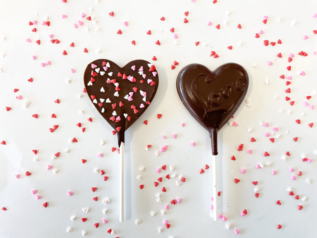 Love Heart Chocolate Pops in Dark Chocolate