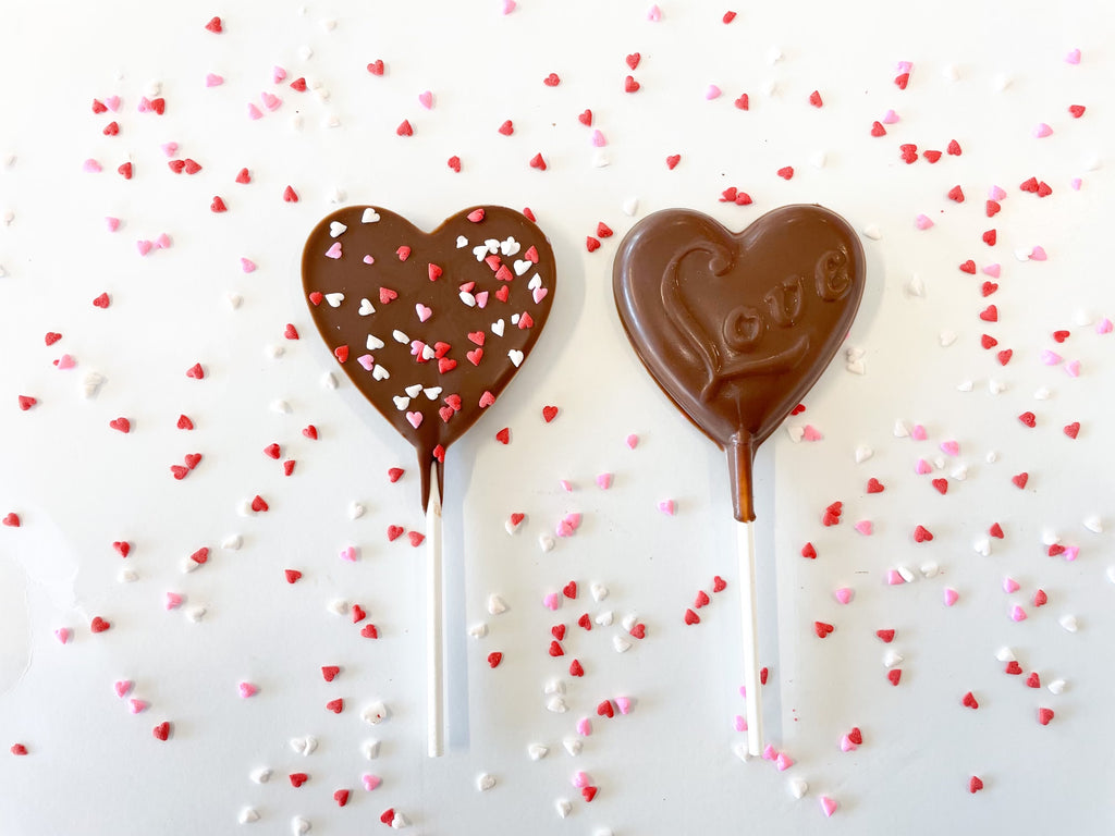 Love Heart Chocolate Pops In Milk Chocolate