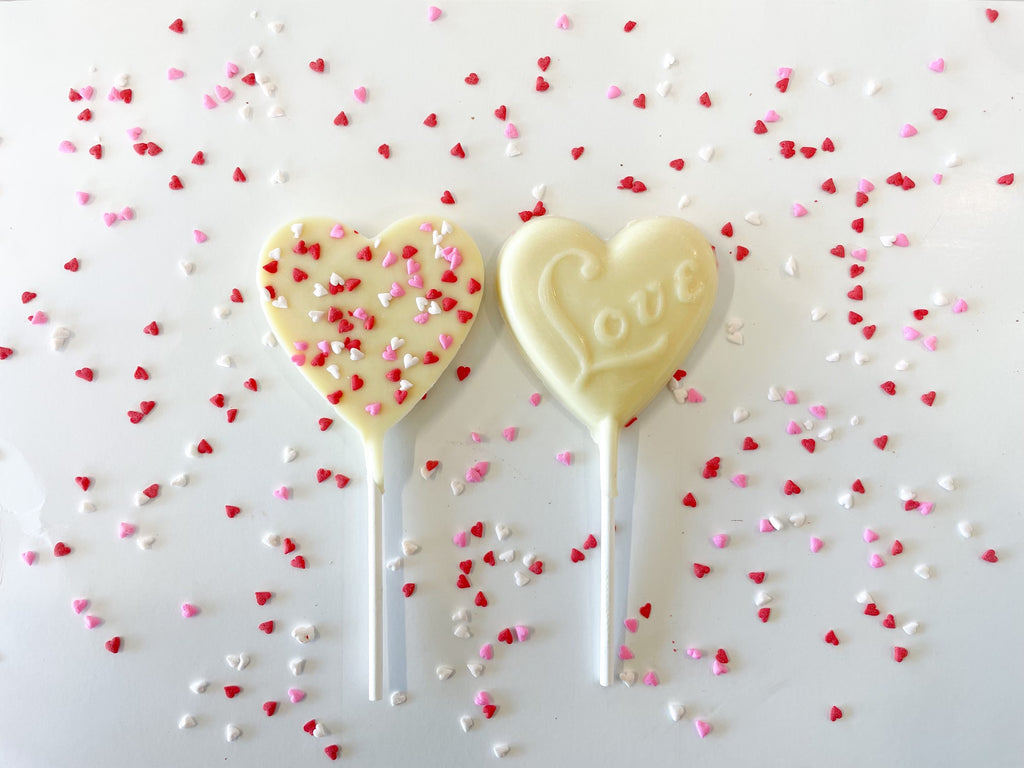 Love Heart Chocolate Pops in White Chocolate