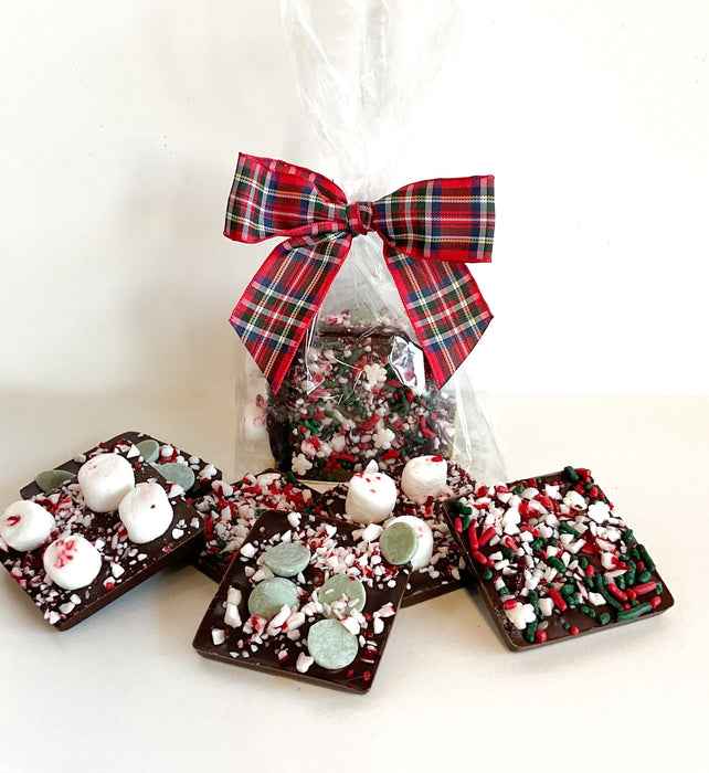 Minty Christmas Chocolate Squares in Bag with Bow