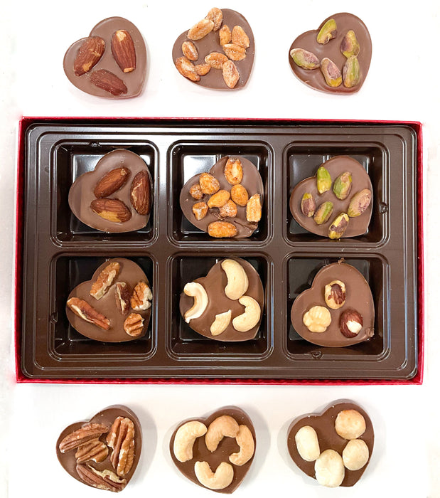 12 Milk Chocolate Hearts with Nuts