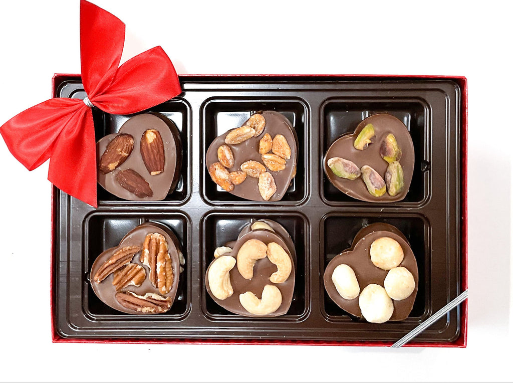 12 Chocolate Hearts with Nuts