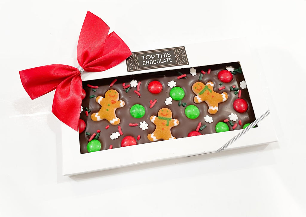 M&Ms & Sugar Gingerbread Friends Chocolate Bar with Bow