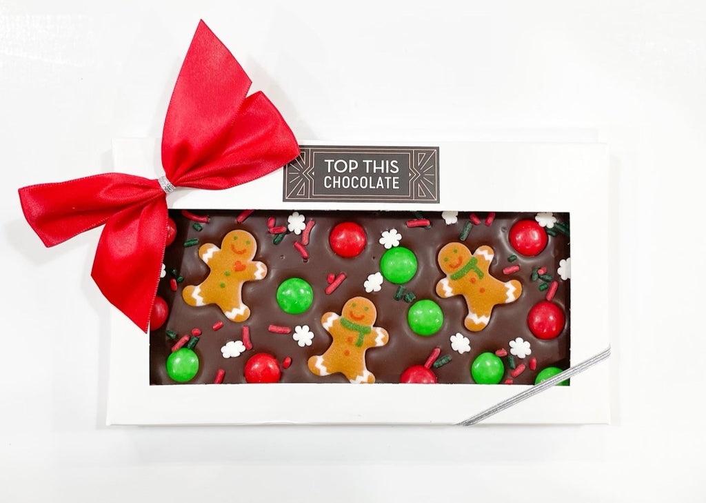 M&Ms & Sugar Gingerbread Friends Chocolate Bar with Bow