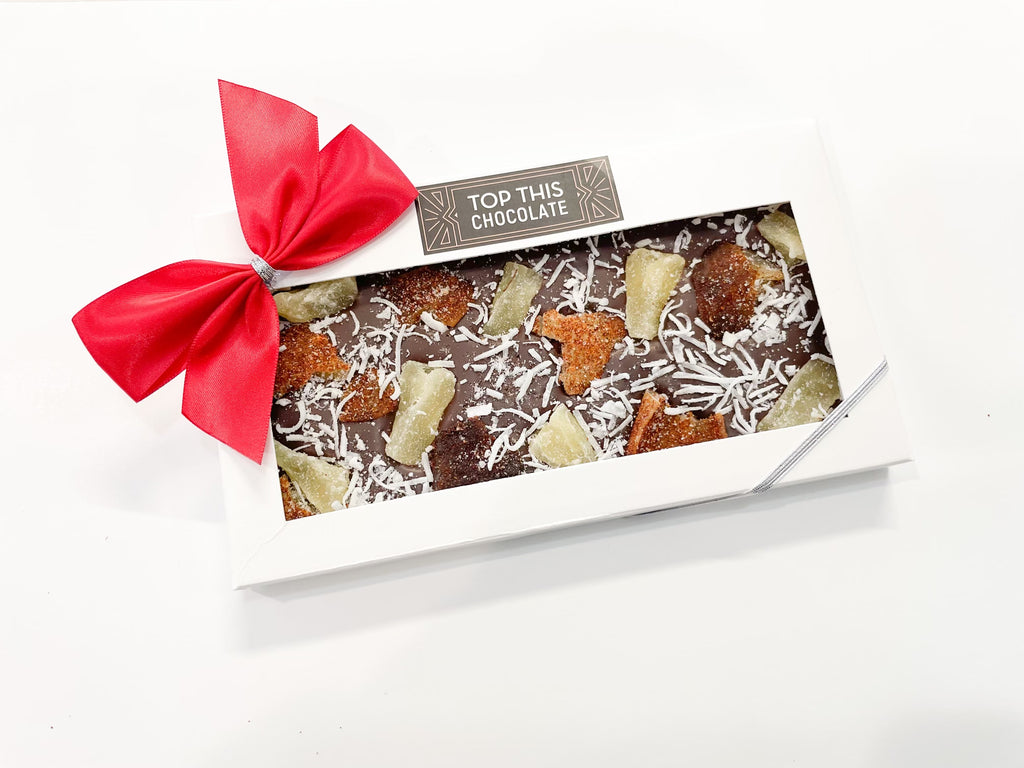 Spicy Mango Coconut Pineapple Chocolate Bar with Bow
