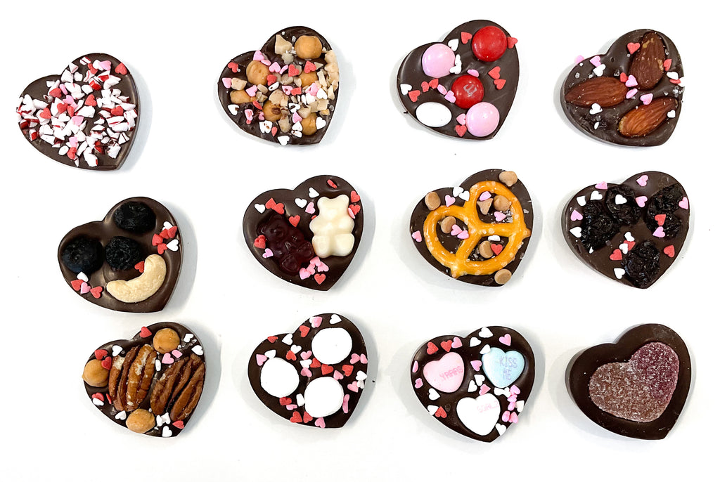 12 Variety Topping Chocolate Hearts