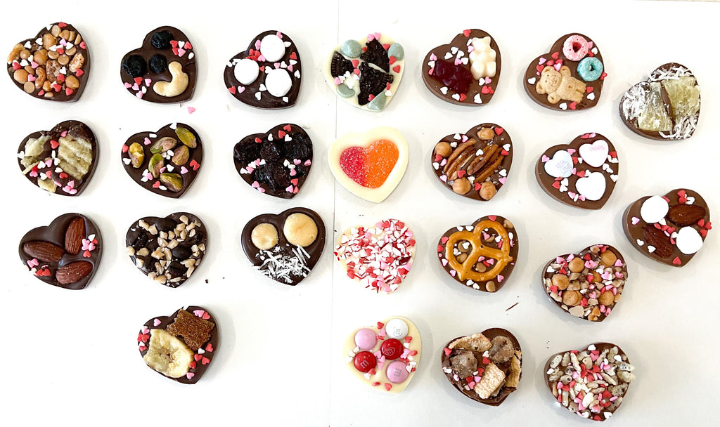 24 Variety Topping Chocolate Hearts