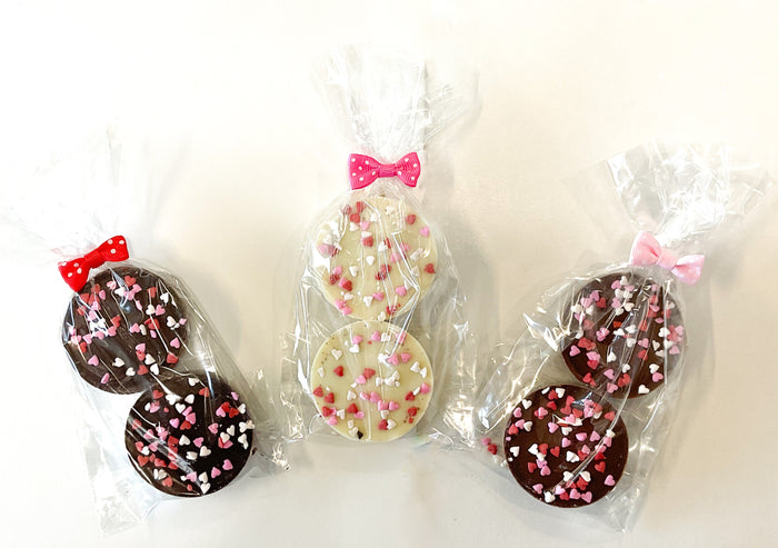 Two Valentine's Chocolate Covered Oreos with Bow