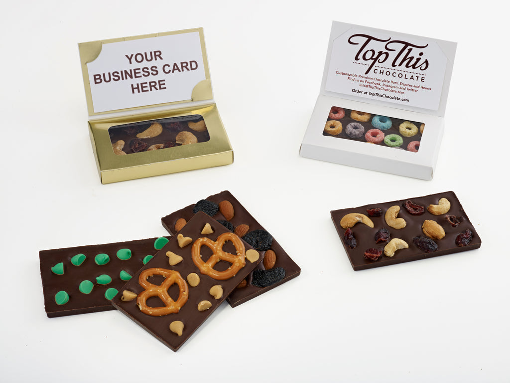 Chocolate Mini Bars (Business Card Size) with Toppings