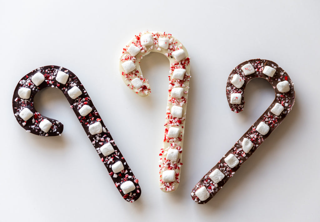 Chocolate Candy Canes with Marshmallows
