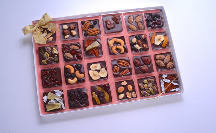 Chocolate Squares with Nut & Dried Fruit Toppings