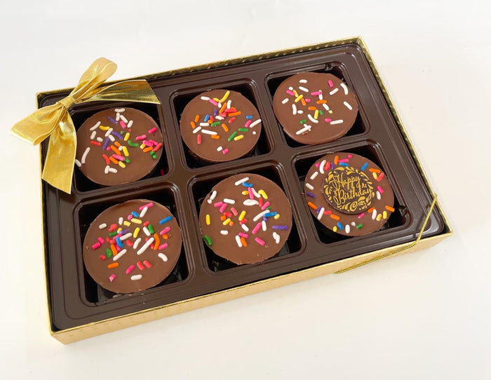 Chocolate Covered Oreos with Happy Birthday Chocolate Plaque