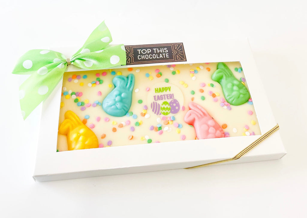 Happy Easter Gummy Bunny Chocolate Bar with Bow