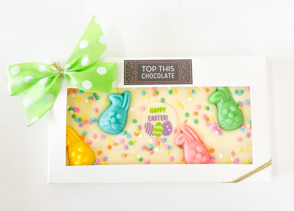 Happy Easter Gummy Bunny Chocolate Bar with Bow