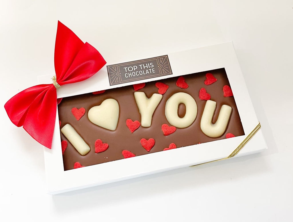 I Love You Milk Chocolate Bar with Red Heart Sprinkles
