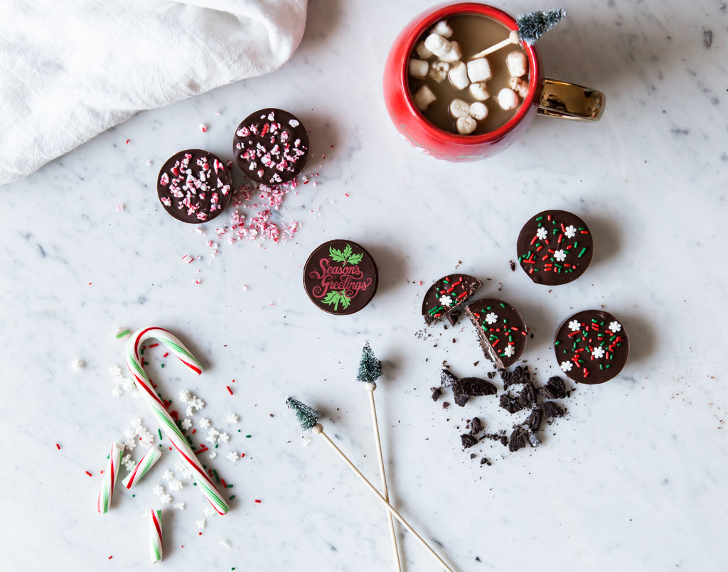 Chocolate Covered Oreos with Peppermint and Holiday Sprinkles