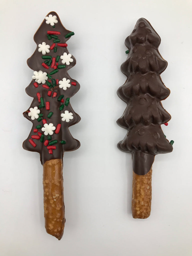 Dark Chocolate Christmas Tree Pretzel Rod