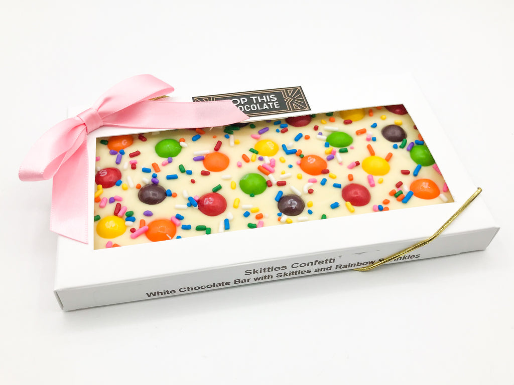 Confetti Skittles Chocolate Bar with Bow