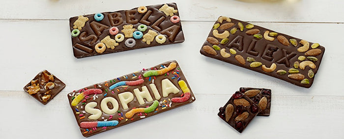 Chocolate Bars with Names in Chocolate Letters