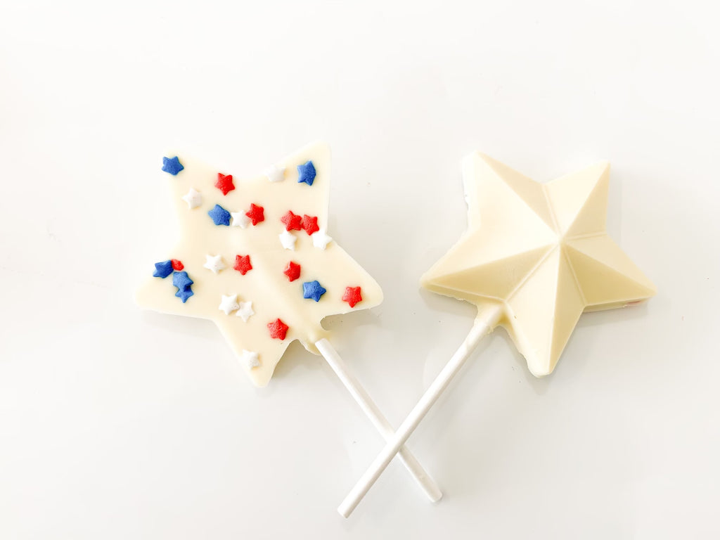 White  Chocolate Red White & Blue Star Pops