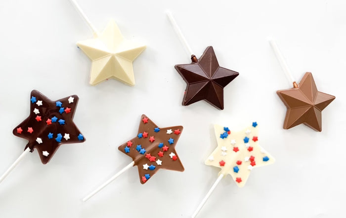 Red White & Blue Star Chocolate Pops