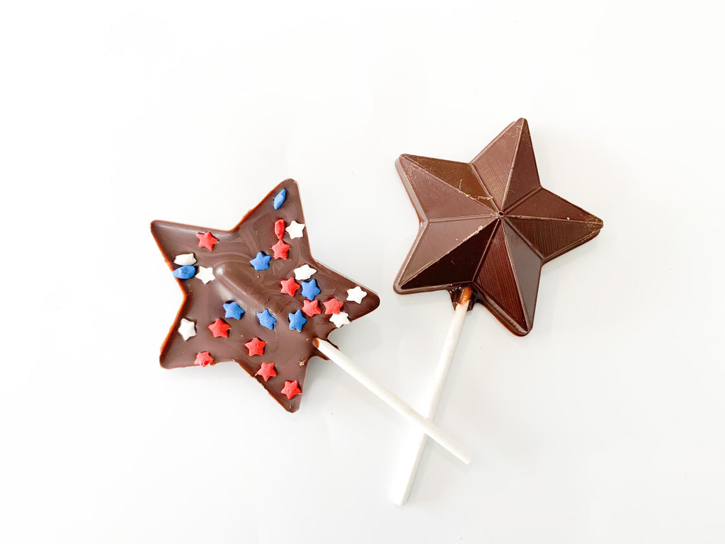 Dark Chocolate Red White & Blue Star Pops